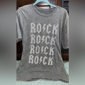 Gray Graphic Rock T-Shirt